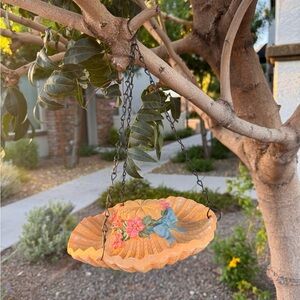 Hanging Bird Feeder with Floral & Bluebird